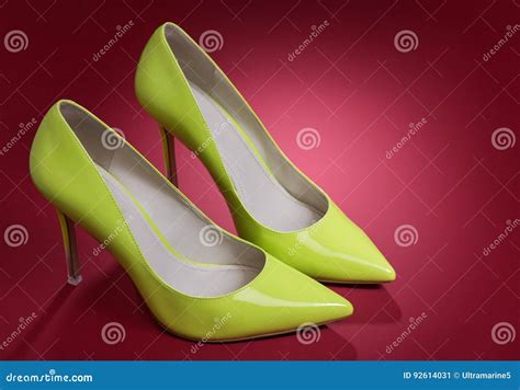 Lime Green Female Shoes Stock Image Image Of Women Leather 92614031