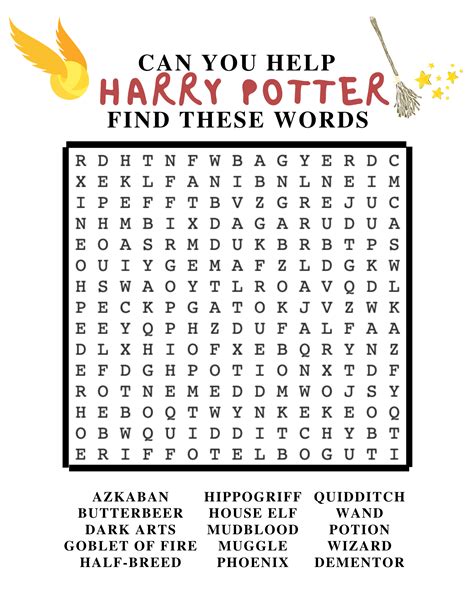 Harry Potter Word Search Puzzles Printable Free Printable Templates