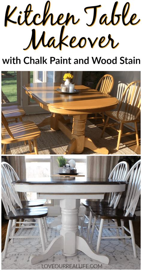 Supply list for refinishing a table top. Kitchen Table Makeover Using Chalk Paint and Wood Stain ⋆ ...