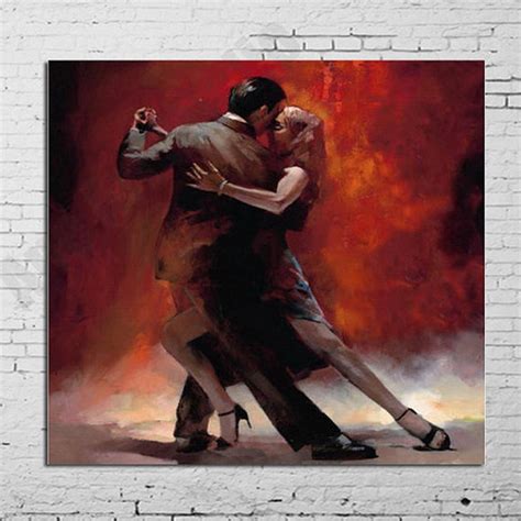 Moderne Abstrait Figure Art Espagnol Flamenco Danseur Un Couple Amoureux Peinture à Lhuile Sur