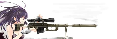Wallpaper Gun Anime Girls Weapon Soldier Sniper Rifle Firearm 3200x1080 Pheaton