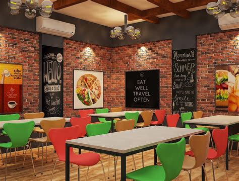 Bricks Wall Cafe Design By Vr Designers Kreatecube