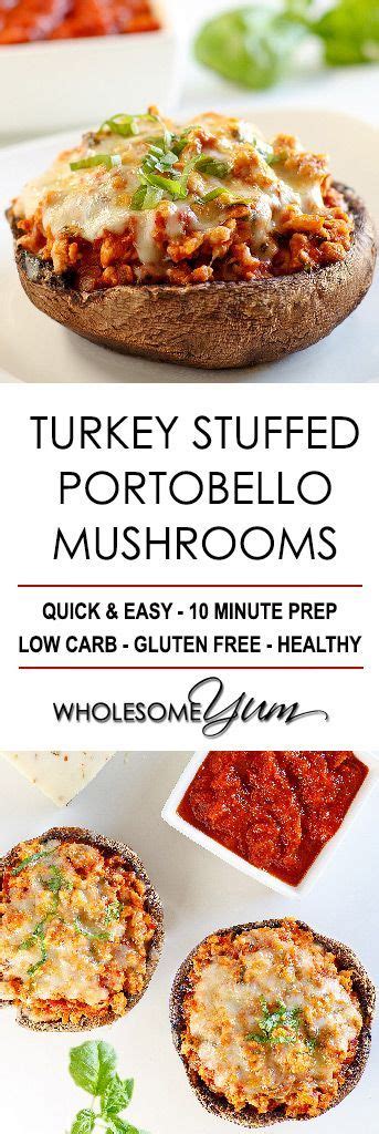 Turkey Stuffed Portobello Mushrooms With Marinara Cheese Low Carb