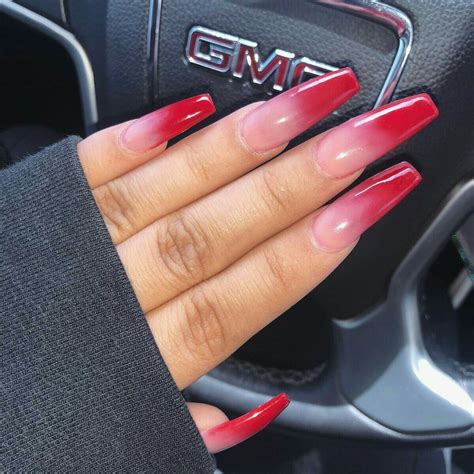 Coffin Long Red Ombre Nails Long White Coffin Nails Offer A Sophisticated And Sensual Look