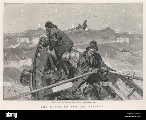 Cod Fishing On The Newfoundland Banks Date 1891 Stock Photo Alamy