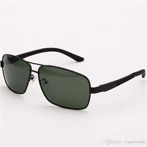 polarized pilot sunglasses for men rectangle metal frame polarised green lens mens glasses