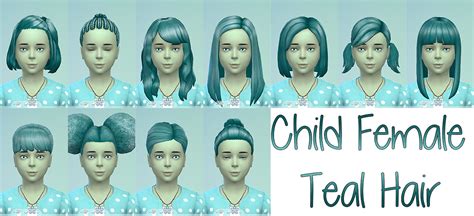 Stars Sugary Pixels Teal Hairstyle For Girls ~ Sims 4 Hairs
