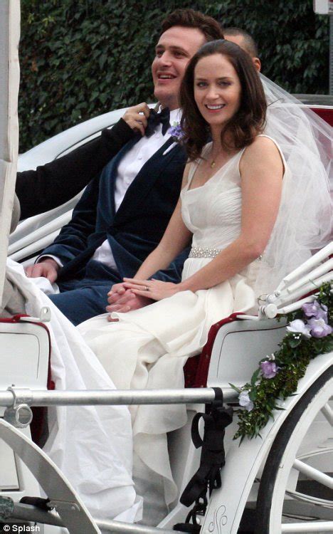 emily blunt is a blushing bride again on set of latest movie with jason segel daily mail online