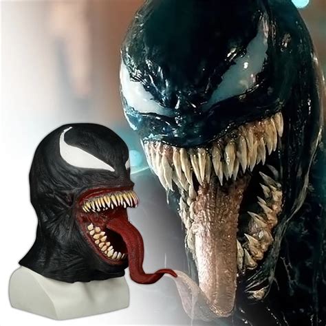 2018 Movie Venom Cosplay Face Masks Edward Eddie Brock Full Head Latex Horrific Scary Adult