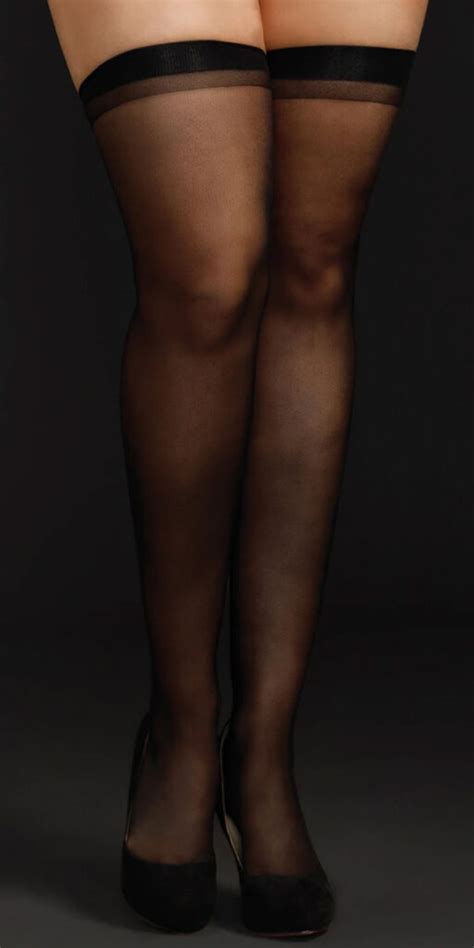 Plus Size Sheer Thigh Highs Sexy Womens Hosiery Stockings