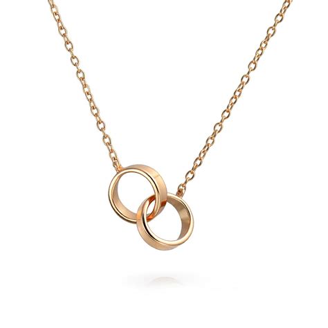 Interlocking Circle Eternal Love Pendant Necklace For Women Mother Daughter Couples Rose Gold