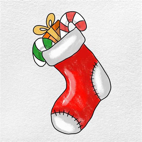 how to draw a christmas stocking
