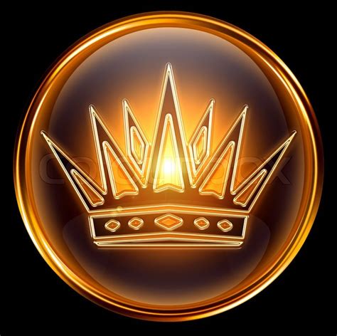 Crown Icon Gold Isolated On Black Background Stock Photo Colourbox
