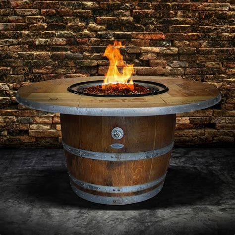 Enthusiast 42 Inch Wine Barrel Fire Pit Table By Vin De Flame Chat Height Vintage Table Top