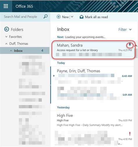 Pinning Email Messages In Outlook Online On Office 365 One Minute