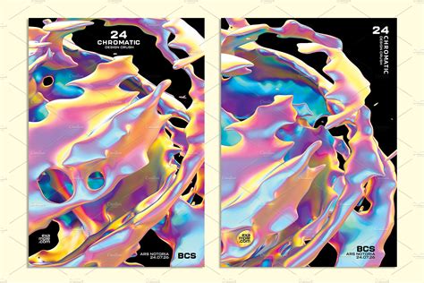 Abstract 3d Fluid Iridescent Posters Flyer Templates Creative Market