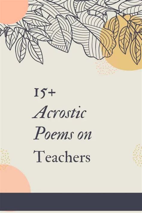 15 Acrostic Poems On Teachers