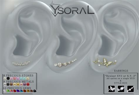 Second Life Marketplace Ysoral Luxe Set 3 Earrings Vanille