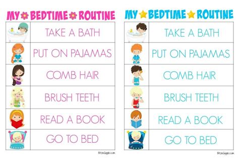 Printable Morning Routine Charts Kids Routine Chart Bedtime Routine