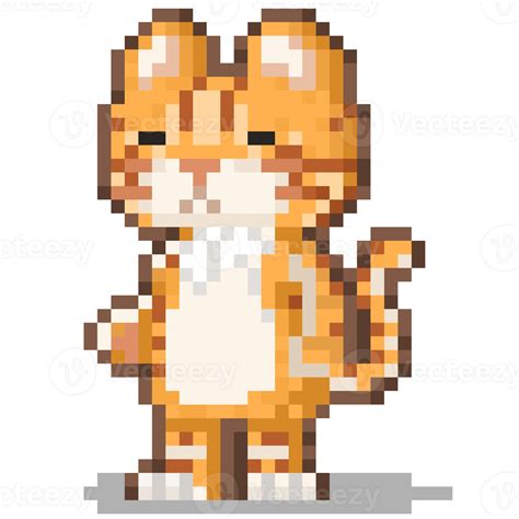 Pixel Art Cartoon Ginger Cat Character 27517726 Png