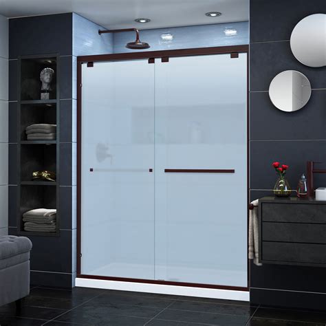 Dreamline Encore 56 60 In W X 76 In H Frosted Glass Semi Frameless Bypass Sliding Shower Door