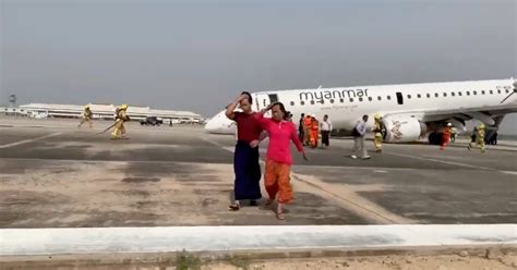 Myanmar Pilot Safely Lands Plane On Its Nose After Landing Gear Failure
