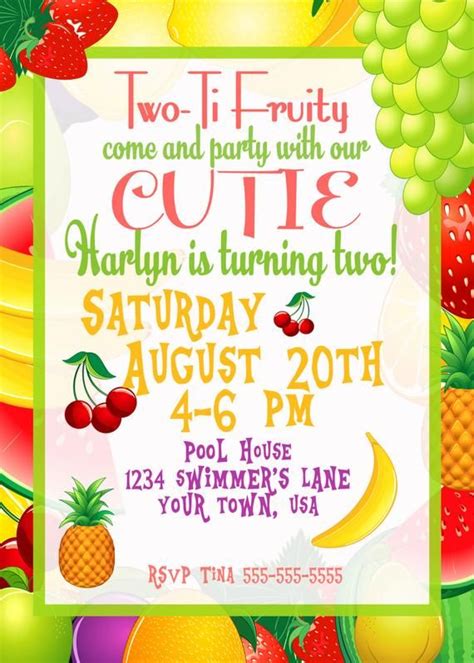 Two Ti Fruity In 2020 Tutti Fruity Party Girl 2nd Birthday Birthday