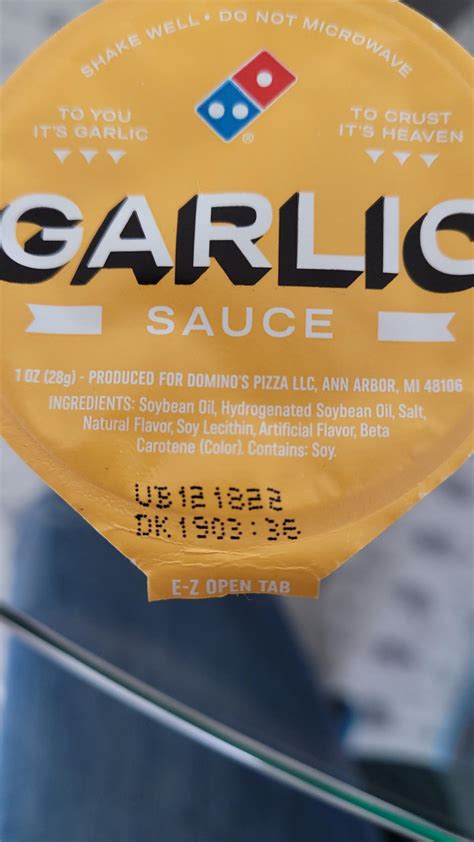 Dominos Garlic Sauce Says To You Its Garlic Because Theres No
