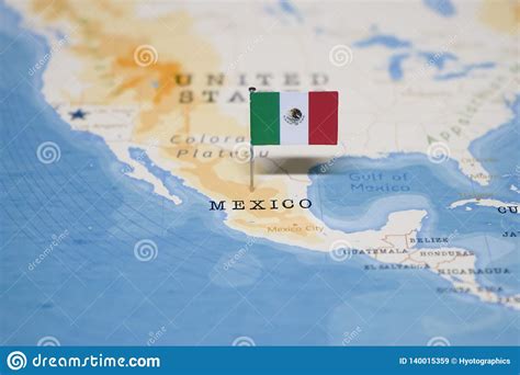 The Flag Of Mexico In The World Map Stock Image Image Of