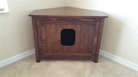 Odor Free Corner Cat Litter Box Cabinet Made In Usa Wood