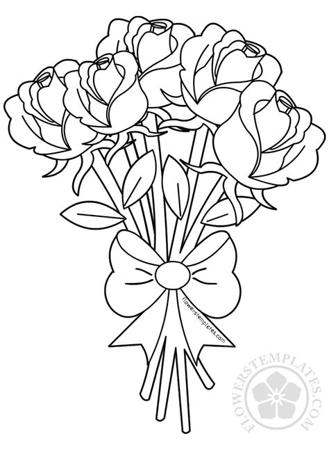 Flower Bouquet Of Roses Coloring Page Flowers Templates
