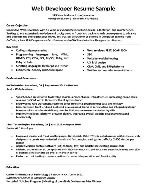 Brilliant and creative it professional with bachelor's degree in information technology and. Web Developer Resume | IPASPHOTO