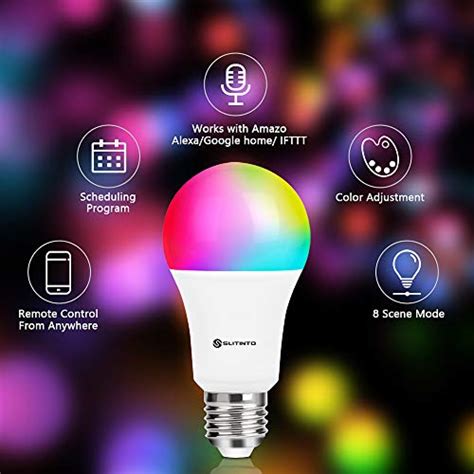 Smart Wifi Led Light Bulb Dimmable 9w 1000lm Slitinto E26 Multicolor