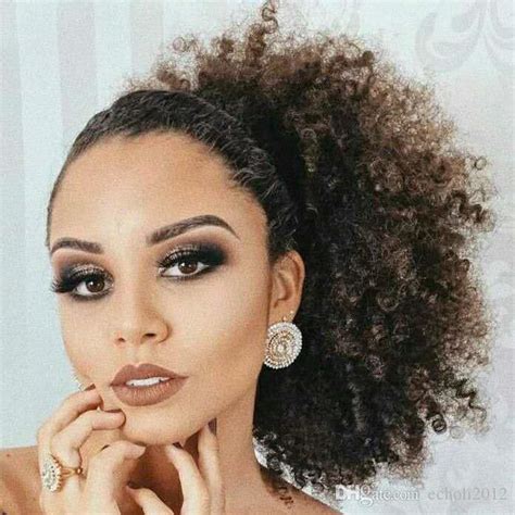 Human Hair Ponytail Hairpieces Clip On Short Afro Kinky
