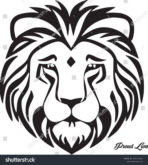 Proud Lion Face Black White Illustration Stock Vector Royalty Free