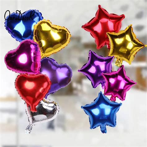 Buy 10 Pcslot 10inch 25cm Foil Balloon Heart Star