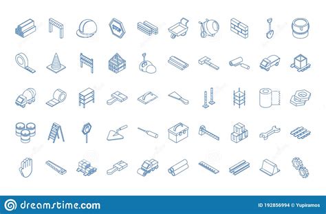 Isometric Repair Construction Work Tool And Equipment Brick Barrier