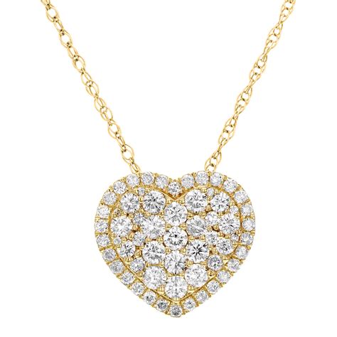 Diamond Pavé Heart Necklace In Yellow Gold 16 Borsheims