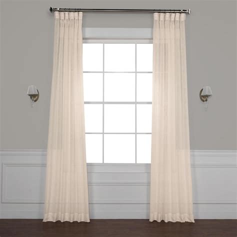 exclusive fabrics and furnishings cotton seed beige solid faux linen sheer curtain 50 in w x