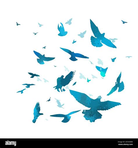 A Flock Of Flying Blue Birds Free Birds Vector Illustration Stock