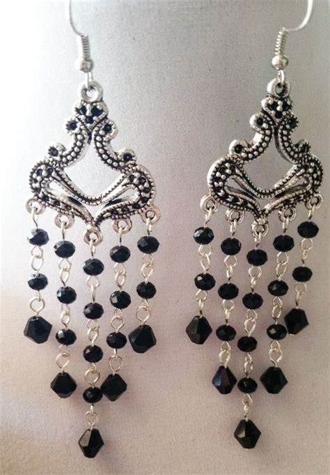 Black Chandelier Earrings Chandelier Earrings By Kristybethdesigns
