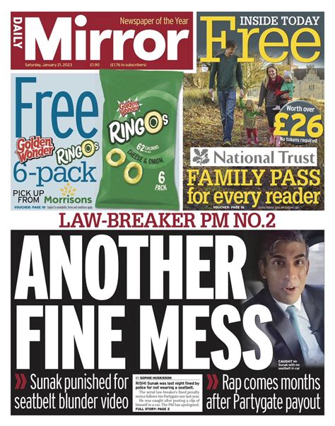 Daily Mirror Front Page 21st Of January 2023 Tomorrow S Papers Today