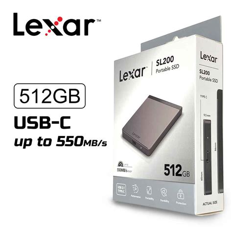כונן קשיח חיצוני Lexar External Ssd Sl200 Usb C 512gb