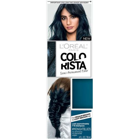 Loreal Paris Colorista Semi Permanent Hair Color For Brunettes Midnight Blue 1 Kit Walmart
