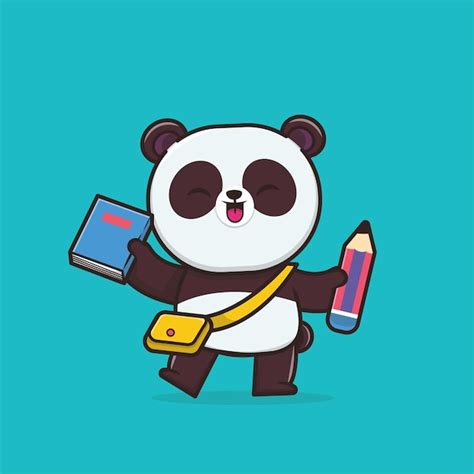 Premium Vector Kawaii Cute Panda Back To School