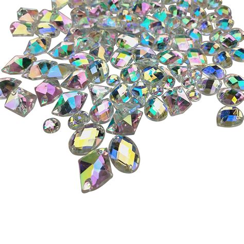 200pcs Crystal Gems Ab Acrylic Flatback Sew On Diamante