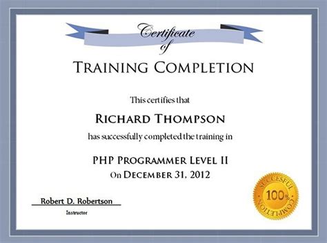 Free Training Completion Certificate Templates Best Templates Ideas