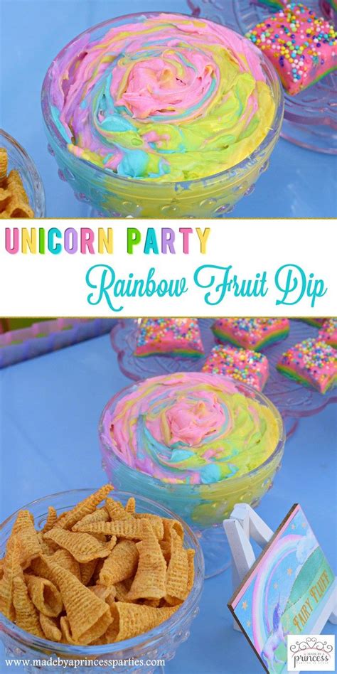 Unicorn Party Rainbow Marshmallow Cream Cheese Fruit Dip Recipe Made