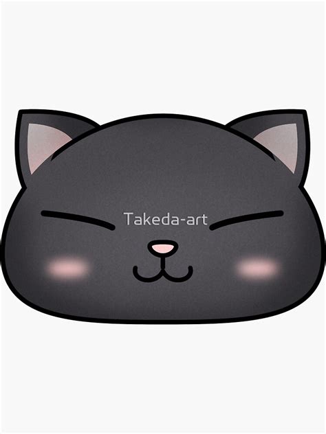 Cute Black Cat Face Sticker For Sale By Takeda Art Redbubble