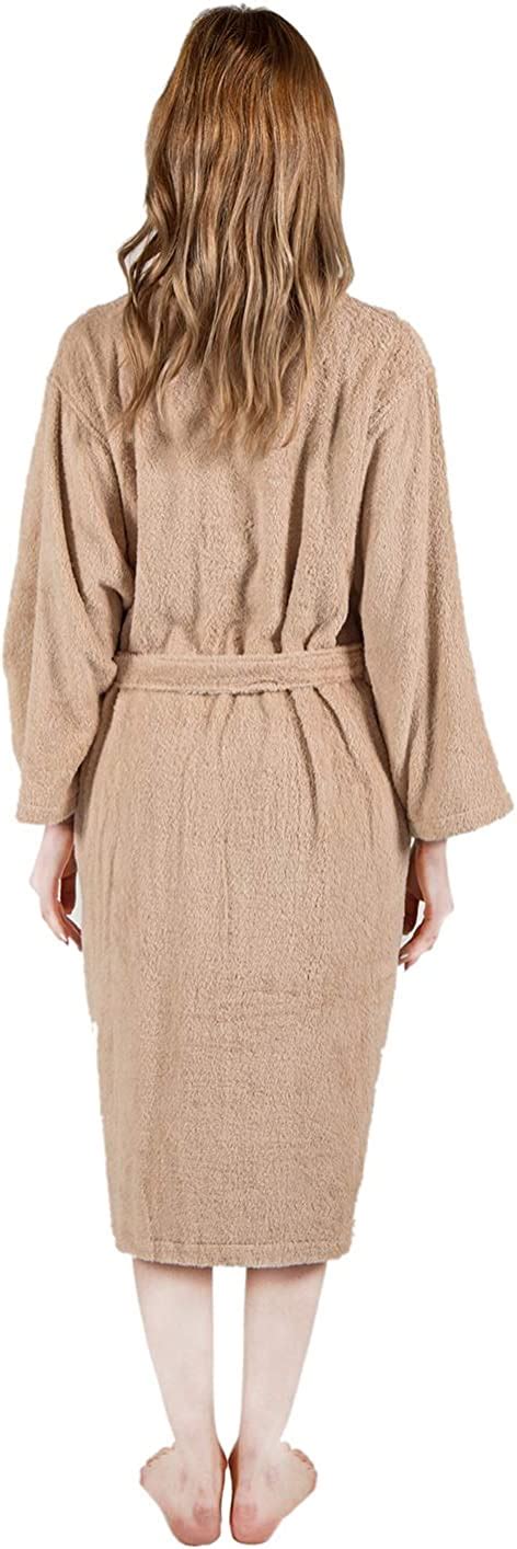 HONI Women S Terry Cloth Bathrobes 100 Cotton Robe Soft Absorbent Nude
